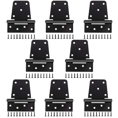 3-1/2" Heavy Duty Gate Hinges, 8 Pack Black Iron Shed Door T Hinges for Barn Wood Fence With 144PCS Screws - color: Black