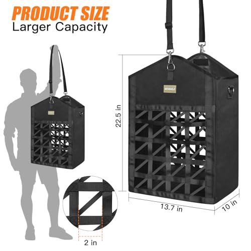 Dual Purpose Feed Horse Hay Bags, 2 Pack Large Black Oxford Fabric - size: Large 2 Pack