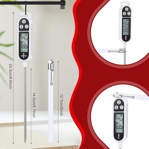 Copkim 6 Pcs Food Thermometer Instant Read Probe BBQ,White | Waterproof Stainless Probe, Accurate Temperature Reading, Meat Grilling Baking Water Milk Yogurt Cooking Kitchen BBQ - color: White