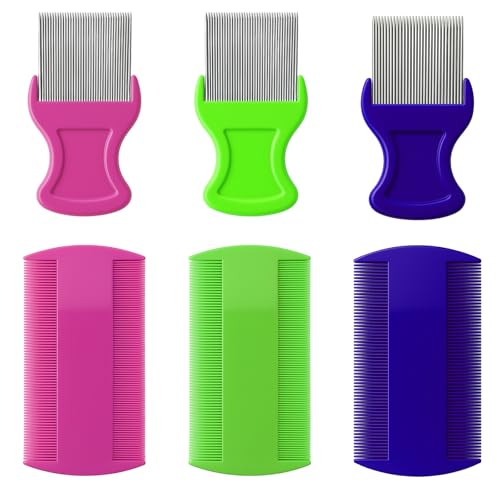 6-Piece Flea & Lice Comb Set for Pets, Double-Sided Grooming Combs for Cats, Dogs & Small Animals