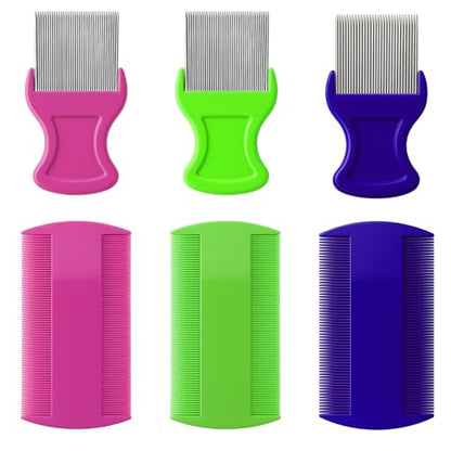 6-Piece Flea & Lice Comb Set for Pets, Double-Sided Grooming Combs for Cats, Dogs & Small Animals