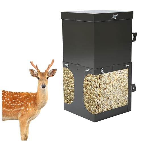 KUAFU Steel Hanging Block Feeder for Deer Horse Livestock Wildlife and Farm | Animal, Gravity Deer Feeder with Waterproof Cover, Handle and Mounting Straps Trough Holds Protein Salt Mineral, BL2553