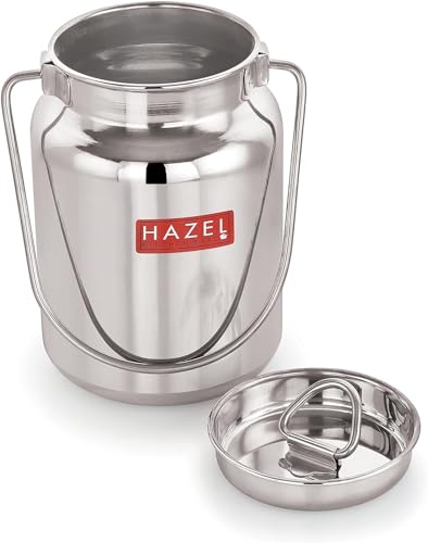 HAZEL Milk Can with Airtight Lid and Handle | Stainless Steel Grease Oil Pot | Milk Kitchen Storage Container - size: 169 Fl.Oz