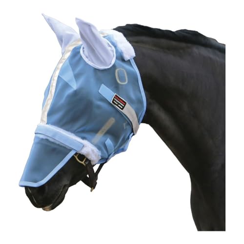 Schneiders Mosquito Mesh II Fly Horse Masks | Insect Protection & UV Shield | Breathable 350D Mesh | Contoured Fit | Safety Reflective Trim - style: Horse With Nose Cover