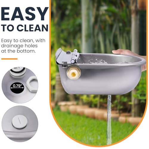 Heated Automatic Water Bowl for Dogs and Chicken, 24V Pet Thermal-Bowl with Float Valve Heated Automatic Waterer for Large Dogs Livestock Poultry