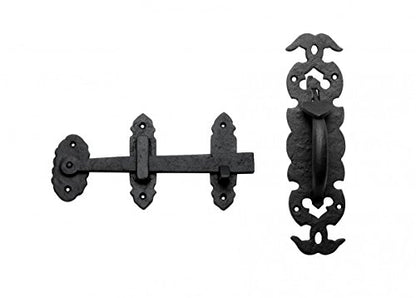 Renovators Supply Manufacturing Black Iron Thumb Gate Latch Rustic Antique Design Fence Door Lock with Hardware