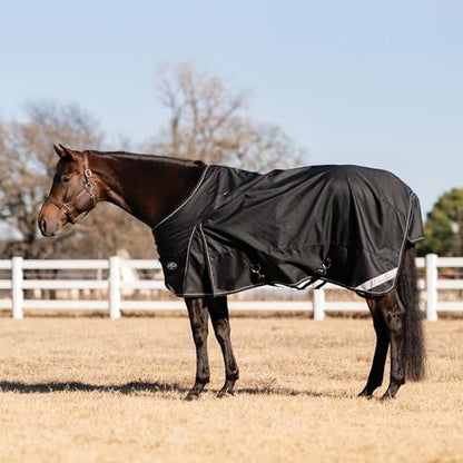 PROFESSIONAL'S CHOICE 1200D Ripstop Horse Turnout Rain Sheet | Mesh Lining, Waterproof Breathable Outer Shell, Black, Size: 80'' - color: Black, size: 80"