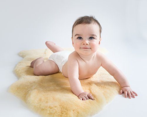Woolino Sheepskin Luxuriously Soft Fluffy Rug for Bedroom, 100% Natural Australian Merino Wool Lambskin Baby Carpet - Flax - color: Flax