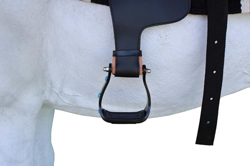 CHALLENGER Horse 5" Black Aluminum Engraved Barrel Racing Saddle Stirrups with Turquoise Stones 51230