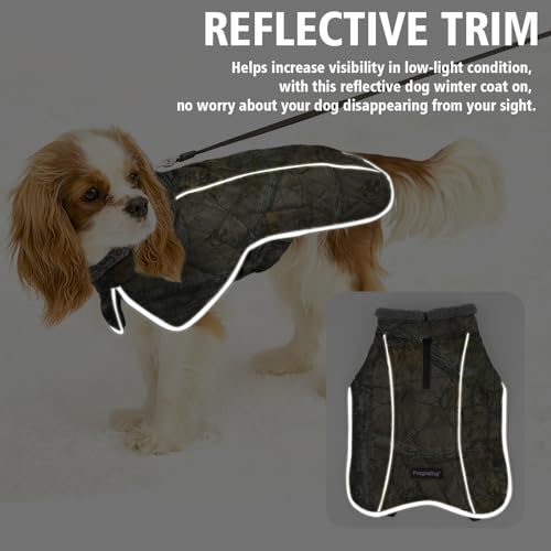 Fragralley Dog Coat Medium, Waterproof Dog Jacket with Warm Fleece Lining, Adjustable Reflective Dogs Winter Coat, Turtleneck Pet Coats for Cold Weather (Reed Camouflage M) - color: Reed Camouflage, size: Medium