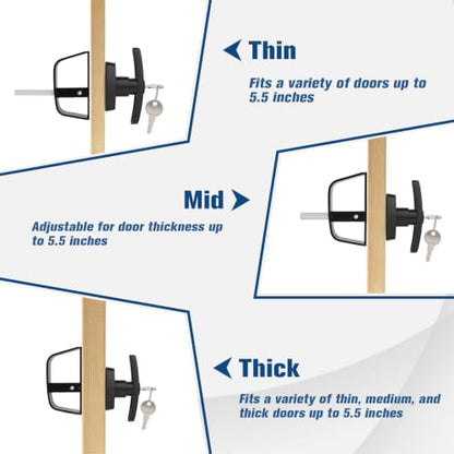 5½" Shed Door Latch, Barn Door Latch, T-Handle Lock Kit with 2Keys, Stem Storage Barn Shed DoorHardware Lock Set for Playhouses, Storage Barn, Chicken Coops, Camper, Carbon Steel