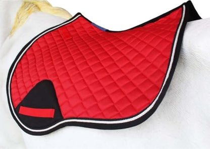 Horse Equine Contoured English Quilted Cotton All Purpose Saddle Pad 72TS37 - color: Red