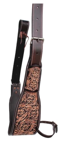 Horse Floral Tooled Leather Rear Flank Saddle Cinch Billets 97101 - color: Antique Brown