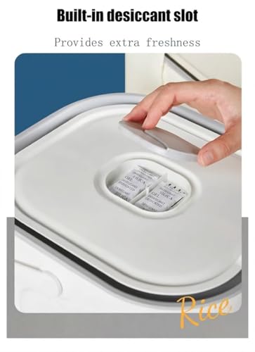 Food Storage Container with Lid, 11lbs Airtight Food Storage Bin for Rice, Cereal, Flour & Pet Food, BPA-Free Moisture-Proof Kitchen Storage Container, White