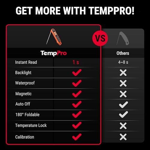 TempPro TempSwift 1 Sec Meat Thermometer Digital for Kitchen Cooking Food - color: Orange
