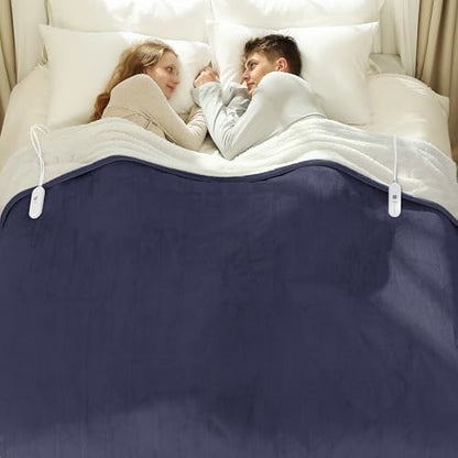 Heated Blanket Queen Size, Purple Electric Blanket, Dual Control - color: 01 - Purple, size: Queen - 84" x 90"