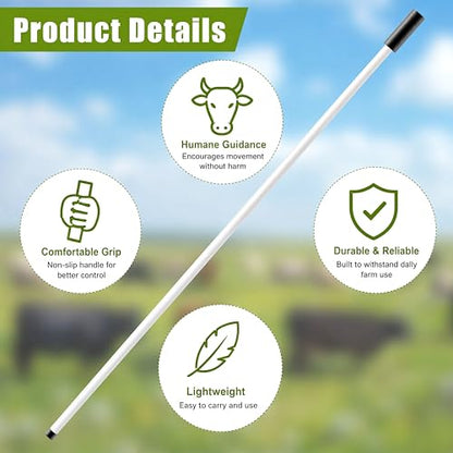 Chunful 53 Inch Fiberglass Livestock Sorting Stick White 1/2" Diameter Cattle Show Stick with Sponge Handle Bending Poles for Horses