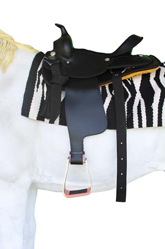 CHALLENGER Horse 5" Wide Western Saddle Engraved Aluminum Angled Slanted Bell Stirrups Pair 51249