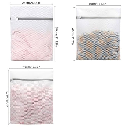 Mesh Laundry Bags for Delicates, Set of 3 Honeycomb Mesh Bags with Zipper Closure, Durable Washing Machine Bags, Small Medium Large Sizes