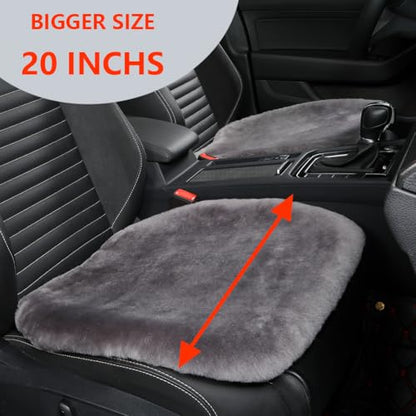 OGLAND 2 Pack Fuzzy Sheepskin Car Seat Covers for Soft Fur Wool Cushions - color: Graphite
