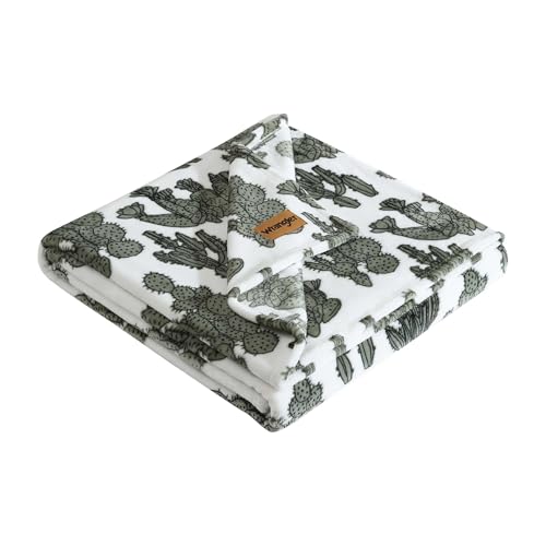 Wrangler - Soft Plush Throw Blanket for Bed & Couch, 50x70 - color: Cactus Garden Green, size: 50" x 70"