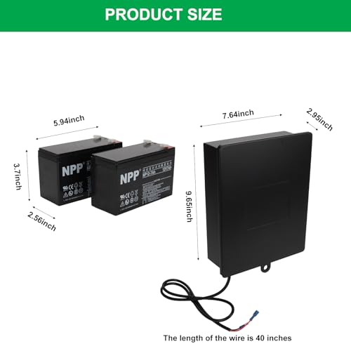 2025 New Upgraded Steel Battery Box with 2 Batteries Kit(12V 7AH Lead-Acid), for 12/24V Driveway Swing Gate Opener, Upgraded ABBT Battery Box Kit (Kit with 2 Batteries)