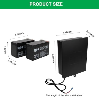 2025 New Upgraded Steel Battery Box with 2 Batteries Kit(12V 7AH Lead-Acid), for 12/24V Driveway Swing Gate Opener, Upgraded ABBT Battery Box Kit (Kit with 2 Batteries)
