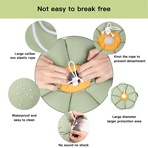 Cat Cone Collar,Cute Waterproof Cat Recovery Collar,Anti-Bite Lick Wound Healing Safety Elizabethan e Collar for Cats,Green Flower All-Season Style - color: Green Flower, size: Small