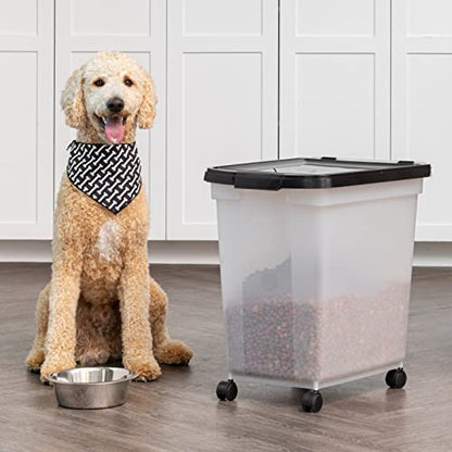 IRIS USA Dog Food Storage Container, Up to 50 lbs, Black, Made in USA - color: Black, size: 50 lbs