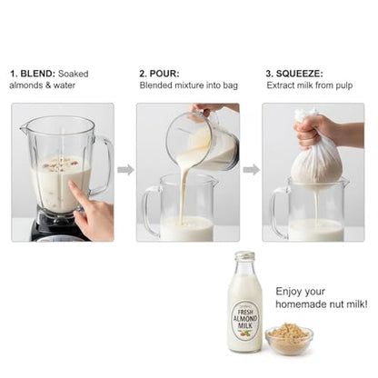 Kimmama Nut Milk Bag, Cheese Cloth Bag for Straining, Nylon, 7.9x11.8",4Pcs
