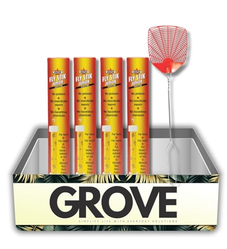 4X Starbar Fly Sticky Fly Trap Indoor and Outdoor 12 inch Bundle with Fly-Swatter – Sticky Hanging Trap Help Attracts and Captures Flying Insects – Gift Set (5 Items)