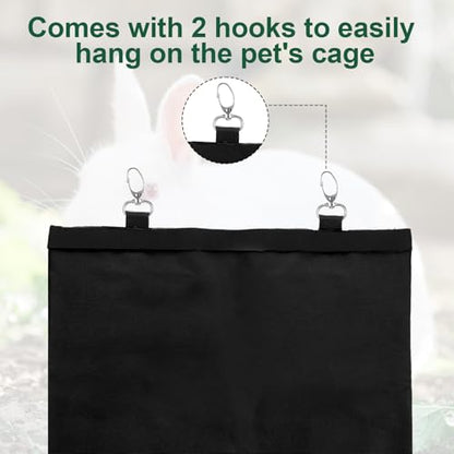 2 Pcs Rabbit Hay Feeder,Guinea Pig Hay Feeder,13×10.8 Inch Guinea Pig Bag,Small Animal Feeding Bag for Rabbits, Hamsters, Hedgehogs (3 Holes,Black) - color: black