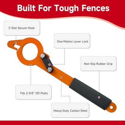 Chain Link Fence Stretcher Tool for 2-3/8" OD Post 9" Pull Range