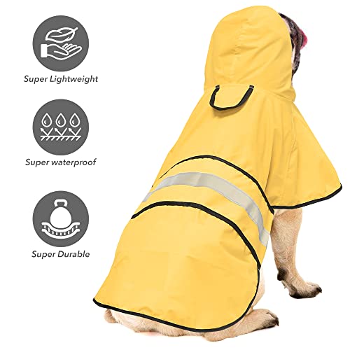 Raincoat Dogs - Waterproof Adjustable Pet Rain Coat Jacket, Lightweight Dog Hooded Rain Slicker Poncho with Reflective Strip for Small Puppies (Yellow, Small) - color: Yellow, size: Small