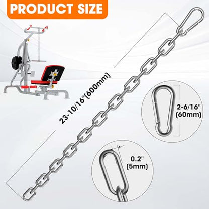 Gate Chain Lock, 23.6 Inch Chain Fence Gate Latch, Silver Dia 5mm-1Pc - color: Silver Dia 5mm-1Pc