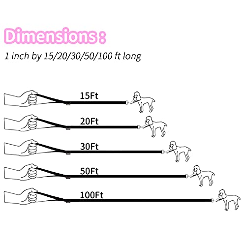 HIKISS Long Dog Leash Obedience Recall Training Agility Lead with Thickening Material for Large Dog - 15ft 20ft 30ft 50ft 100ft Training Leash(Pink 15ft) - color: T7:Large Dog Thicken pink, size: 15 Feet