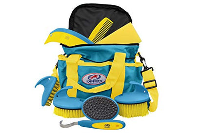 Derby Premium Comfort 9 Item Horse Grooming Kit (Blue/Yellow) - color: Blue/Yellow