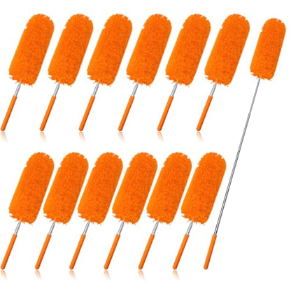 Tanlade 12 Pcs Microfiber Feather Dusters for Cleaning, Orange - color: Orange