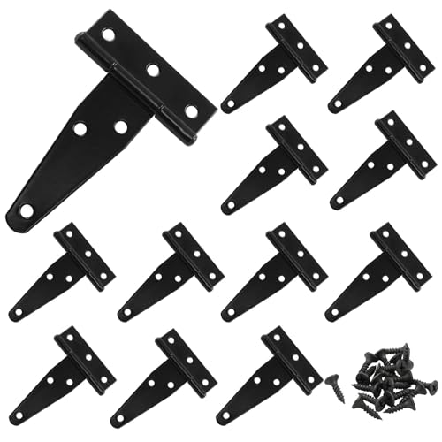 Murtenze 12Pack 3 Inch Black T-Strap Shed Hinge - color: Black, size: 3 Inch - 12Pack
