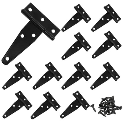 Murtenze 12Pack 3 Inch Black T-Strap Shed Hinge - color: Black, size: 3 Inch - 12Pack