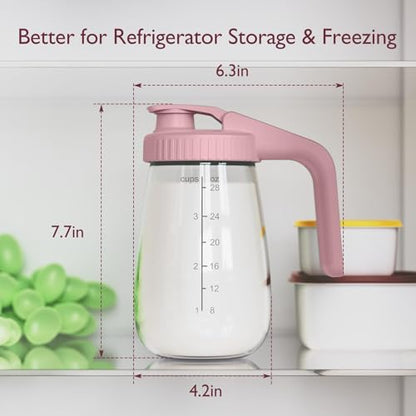 Momcozy Breast Milk Pitcher, Glass Storage Container Wide Mouth, 32oz Pink - color: Pink, size: 32 Ounce-1 Count