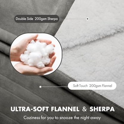 Electric Blanket Queen Grey with Dual Control, Overheat Protection - color: 06 - Grey, size: Queen - 84" x 90"