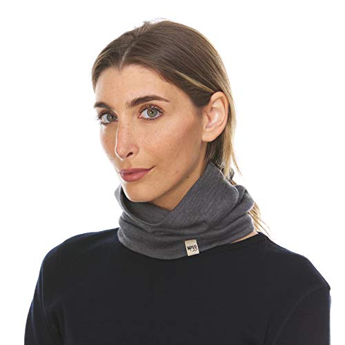 100% Merino Wool - Midweight Neck Gaiter - Skiing Neck Warmer - Winter Face Mask - Multipurpose Headwear - color: Charcoal Gray