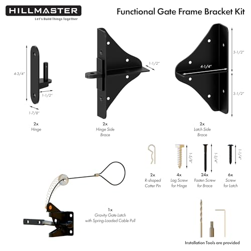 Anti Sag Gate Frame Kit Fence Gate Kit Heavy Duty 90 Degree Right Angle Gate Hinges,Gate Hardware Kit with Gate Latch for Wooden Fences,Gate Corner Brace Bracket for Driveway Gates,Shed Door,Deck Gate