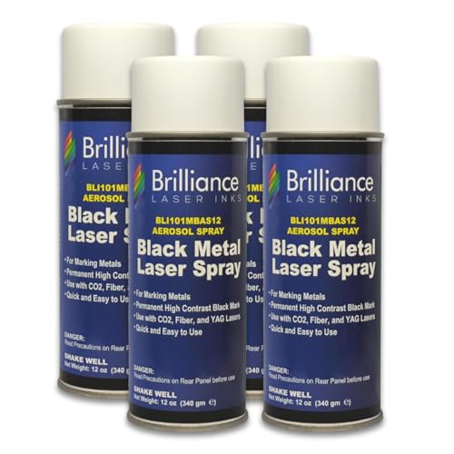 Pack of 4 - BLI101-12 Oz - Aerosol Black Laser Ink for Metals Marking - CO2 Laser - Fiber Laser - YAG, Durable, Permanent, High Contrast, Brilliance Laser Inks - color: 4 Pcs