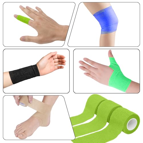 6 Pack Grass Green Self Adhesive Bandage Wrap 2 Inches x 5 Yards - color: Grass Green, size: 2 Inch