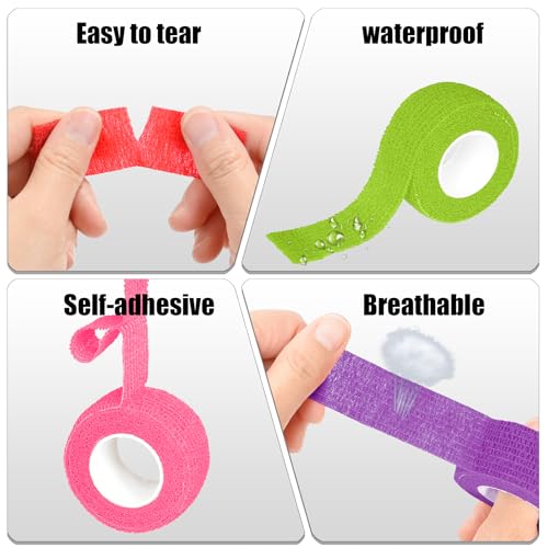 6 Pack Purple Self Adhesive Bandage Wrap 1 Inches x 5 Yards - color: Purple, size: 1 Inch
