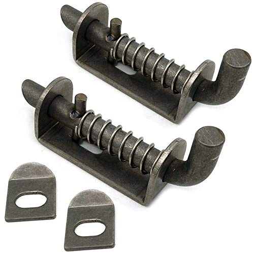 WANLIAN 2 Pcs Stainless Steel Mini Spring Loaded Latch Pin - 5 Inch 304 Metal Barrel Bolt Latch, Reinforced Industrial Welded Spring Lock for Pet Cage, Door Shed Gate, Tailgate Trailer Garage - color: Black 2pcs