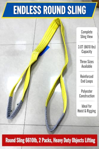 Round Sling 6610lb 11.81FT 2 Packs Sling Strap Rigging Polyester Endless Lift Sling for Hoist Heavy Duty Objects Heavy Duty Poly Lifting Sling【3T-3.6M】 - size: 3T 3.6M 2Pack