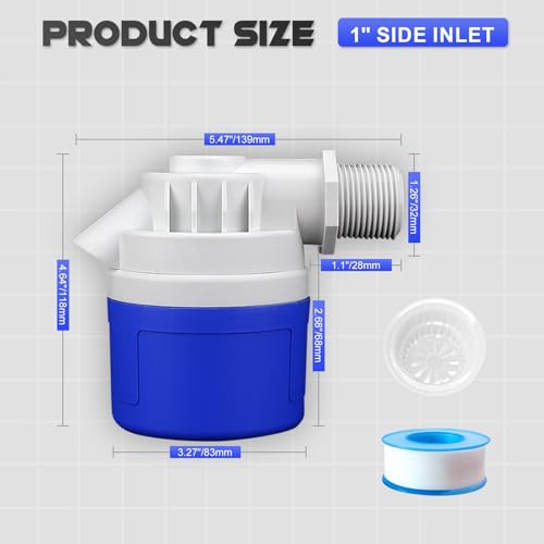 1" Water Float Valve for Water Tank, Water Troughs, Pond, Pool, Livestock - color: 1" Side Inlet